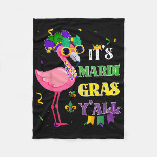 Funny Carnival Party Gift Idea Flamingo Mardi Gras Fleece Blanket