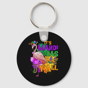 Funny Carnival Party Gift Idea Flamingo Mardi Gras Key Ring