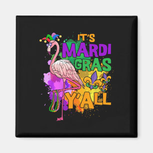 Funny Carnival Party Gift Idea Flamingo Mardi Gras Magnet