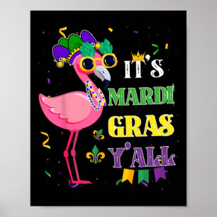 Funny Carnival Party Gift Idea Flamingo Mardi Gras Poster
