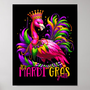 Funny Carnival Party Gift Idea Flamingo Mardi Gras Poster