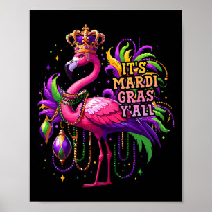 Funny Carnival Party Gift Idea Flamingo Mardi Gras Poster