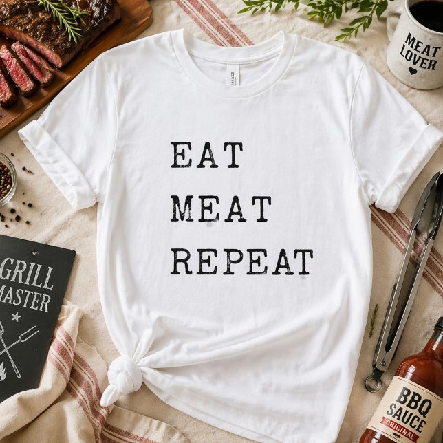 Funny Carnivore Eat Meat Repeat T-Shirt (Creator Uploaded)