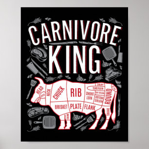 Funny Carnivore King Meat Lover Gift For Dads Who Poster