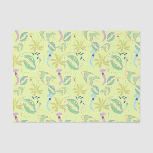 Funny carnivorous plants drawing seamless pattern tissue paper (Front)