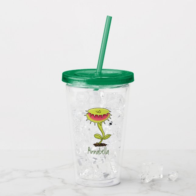 Funny carnivorous Venus fly trap plant cartoon Acrylic Tumbler (Back Ice)