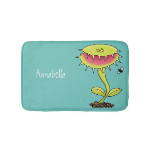 Funny carnivorous Venus fly trap plant cartoon Bath Mat