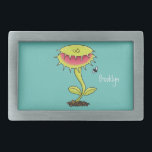 Funny carnivorous Venus fly trap plant cartoon Belt Buckle<br><div class="desc">For lovers of carnivorous plants. This design features our funny Venus fly trap drawn in silly cartoon illustration style.</div>