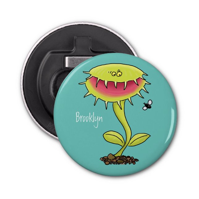 Funny carnivorous Venus fly trap plant cartoon Bottle Opener (Front)