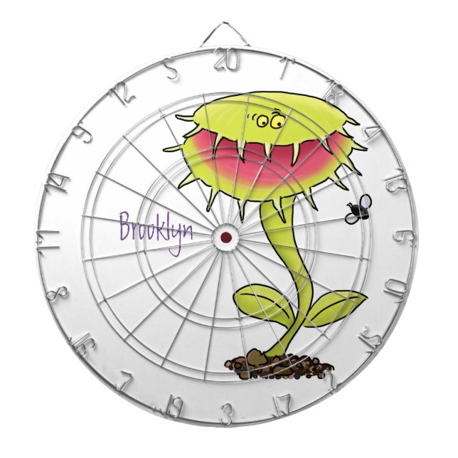 Funny carnivorous Venus fly trap plant cartoon Dartboard (Front)