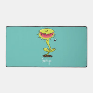 Funny carnivorous Venus fly trap plant cartoon Desk Mat