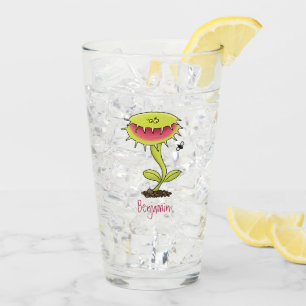 Funny carnivorous Venus fly trap plant cartoon Glass