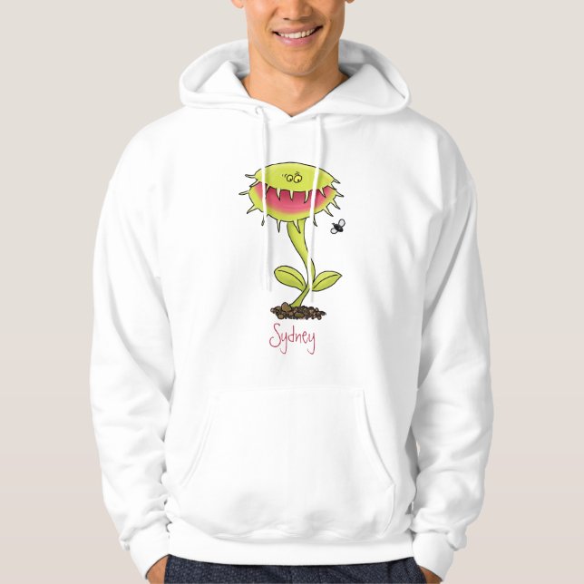 Funny carnivorous Venus fly trap plant cartoon Hoodie (Front)