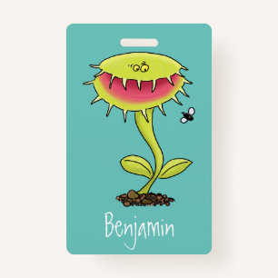 Funny carnivorous Venus fly trap plant cartoon ID Badge