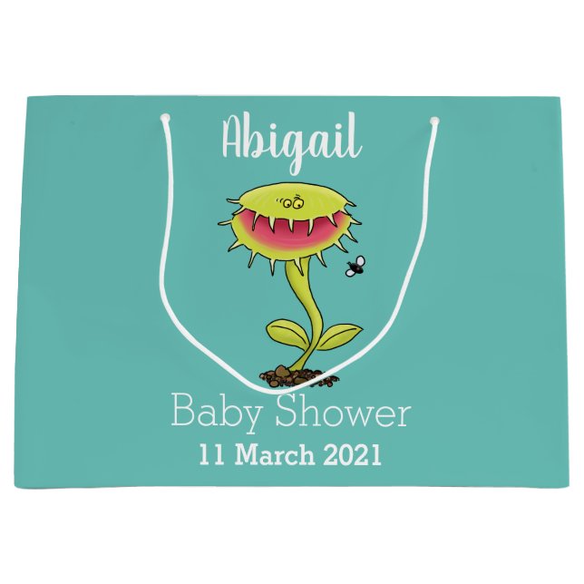 Funny carnivorous Venus fly trap plant cartoon Large Gift Bag (Front)