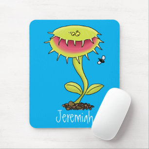 Funny carnivorous Venus fly trap plant cartoon Mouse Mat