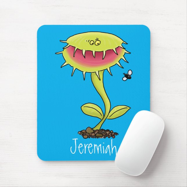 Funny carnivorous Venus fly trap plant cartoon Mouse Mat (With Mouse)