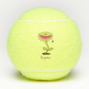 Funny carnivorous Venus fly trap plant cartoon Tennis Balls