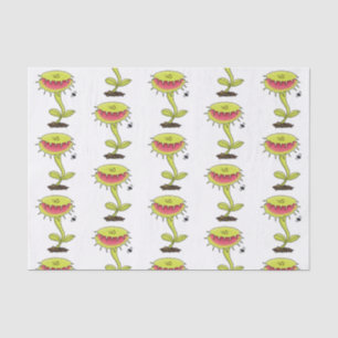 Funny carnivorous Venus fly trap plant cartoon Tissue Paper