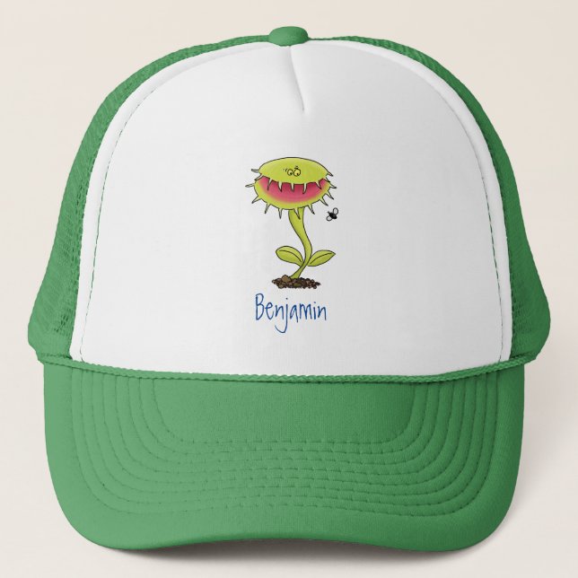 Funny carnivorous Venus fly trap plant cartoon Trucker Hat (Front)