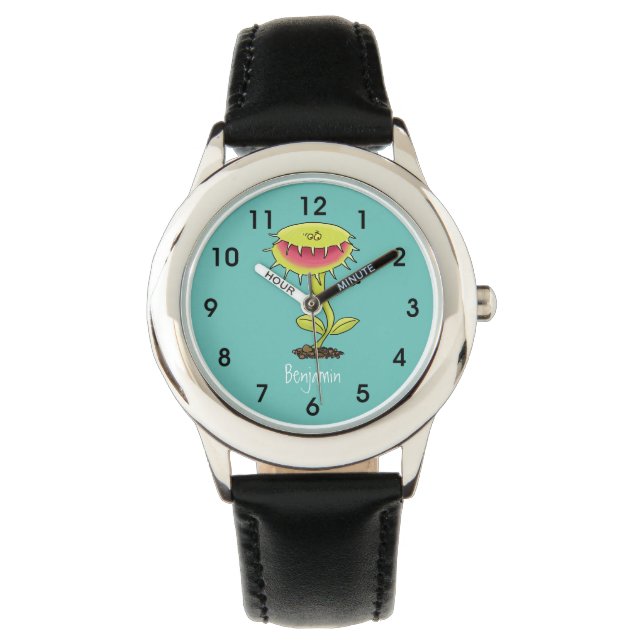 Funny carnivorous Venus fly trap plant cartoon Watch (Front)