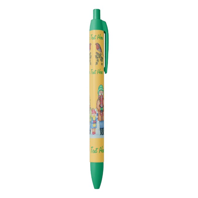 funny carol singers in the snow Christmas Blue Ink Pen (Bottom (Vertical))