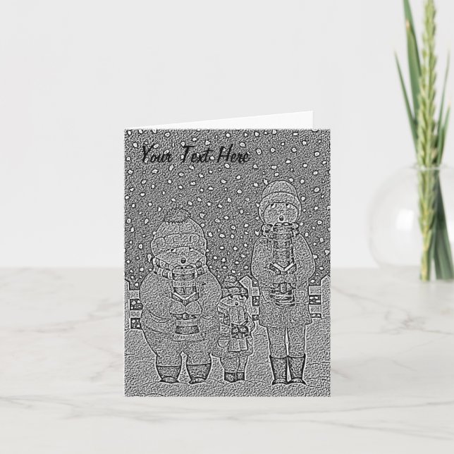funny carol singers in the snow christmas design holiday card (Front)