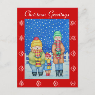 funny carol singers in the snow christmas design holiday postcard