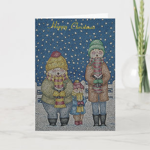 funny carol singers in the snow christmas holiday card