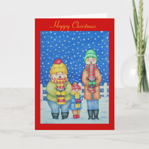 funny carol singers in the snow christmas holiday card