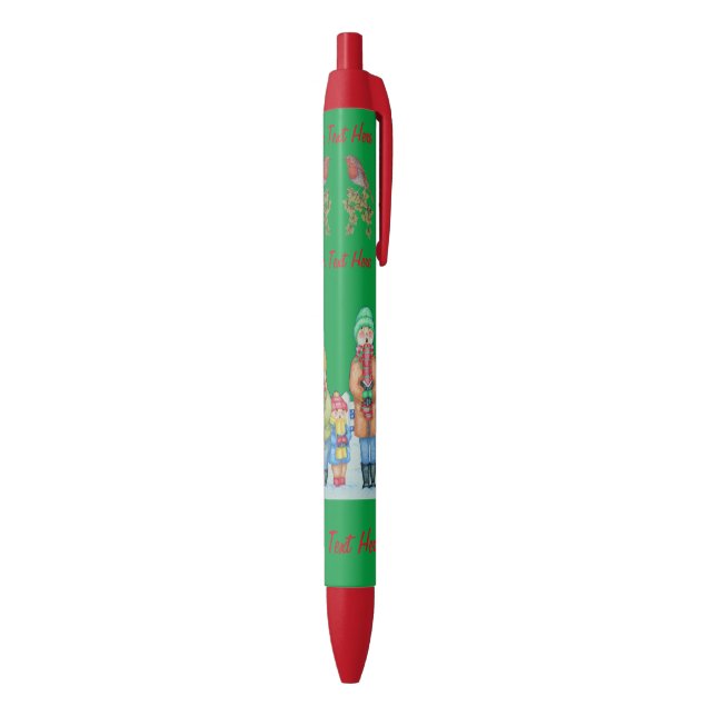 funny carol singers in the snow fun Christmas art Blue Ink Pen (Bottom (Vertical))