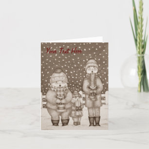 funny carol singers singing snow scene christmas holiday card