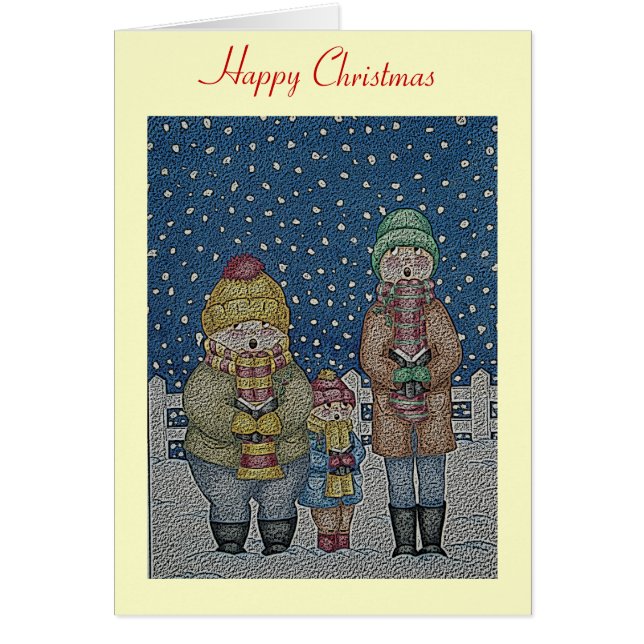 funny carol singers snow scene at christmas (Front)