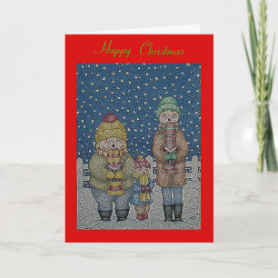 funny carol singers snow scene christmas design holiday card
