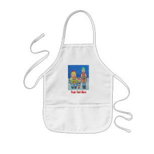 funny carol singers snow scene christmas design kids apron