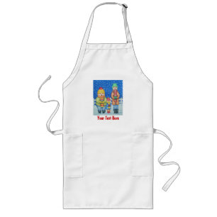 funny carol singers snow scene christmas design long apron