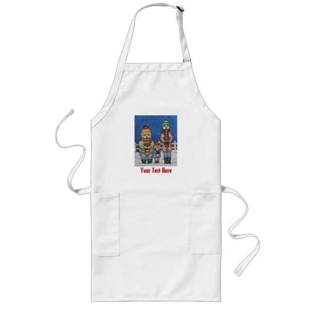 funny carol singers snow scene christmas design long apron (Front)