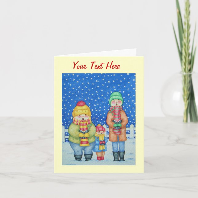 funny carol singers snow scene christmas holiday card (Front)