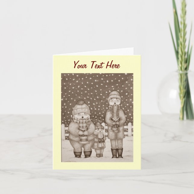 funny carol singers snow scene christmas holiday card (Front)