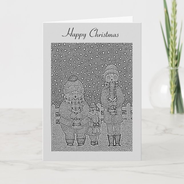 funny carol singers snow scene christmas holiday card (Front)