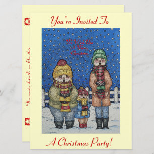 funny carol singers snow scene christmas invitation