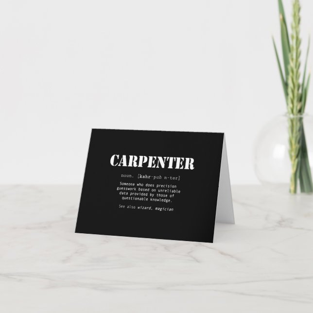 Funny Carpenter Gift - Dictionary Definition Thank You Card (Front)