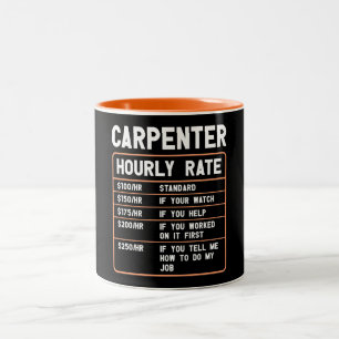 Funny Carpenter Hourly Rate Two-Tone Coffee Mug