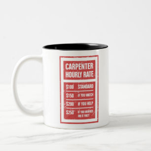 Funny Carpenter Hourly Rate Two-Tone Coffee Mug