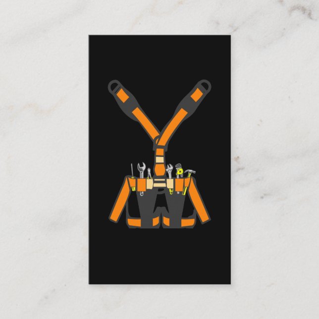 Funny Carpenter Tool Belt Craftsman Woodworker Business Card (Front)