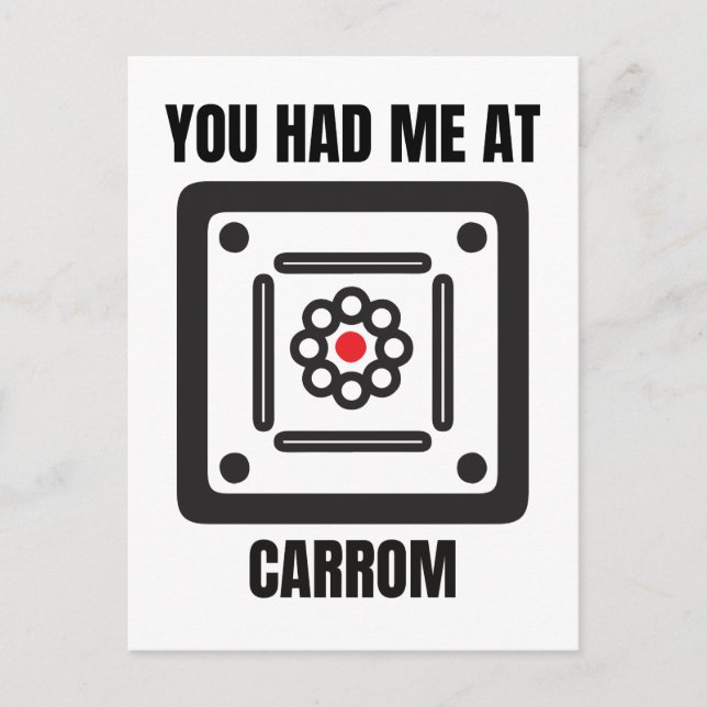 Funny carrom board player postcard (Front)