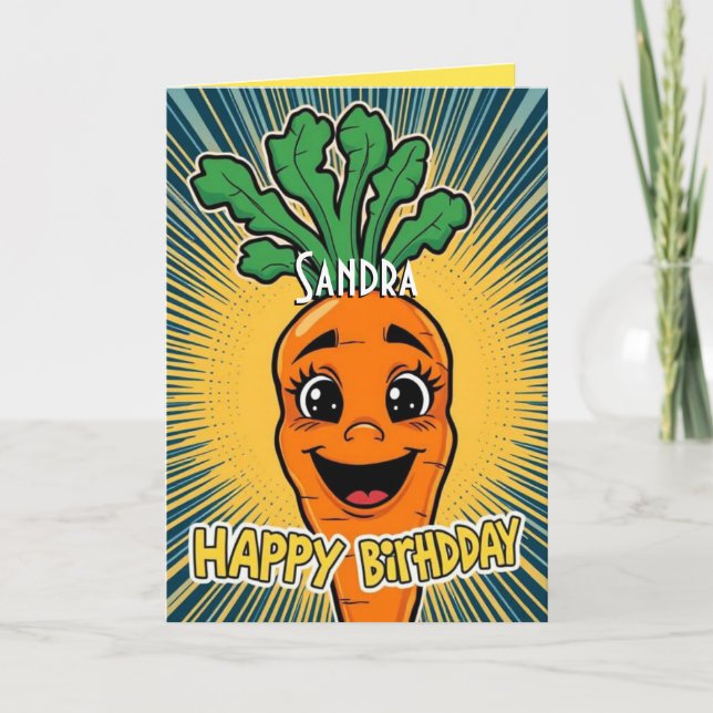Funny Carrot  Happy Birthday  Card (Front)