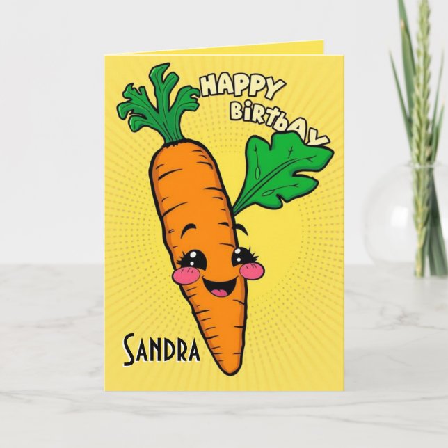 Funny Carrot  Happy Birthday  Card (Front)