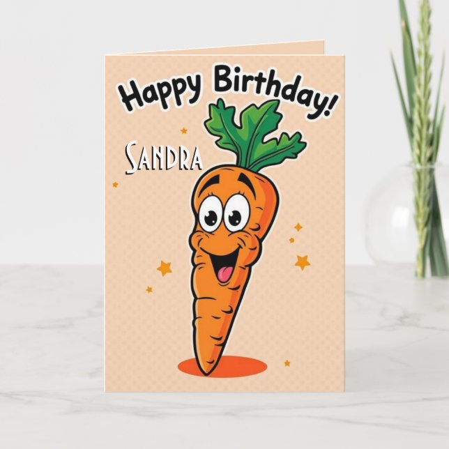 Funny Carrot  Happy Birthday  Card (Front)