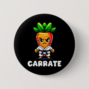 Funny Carrot In Karate Gi Carrate Black Belt Marti 6 Cm Round Badge